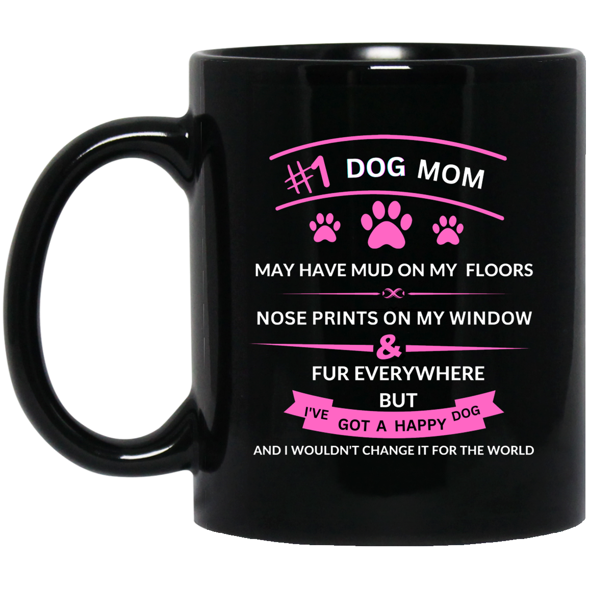 Dog Mom Black Mug