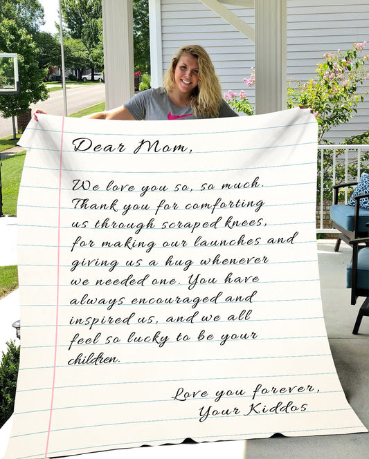 Dear Mom Letter Plush Blanket