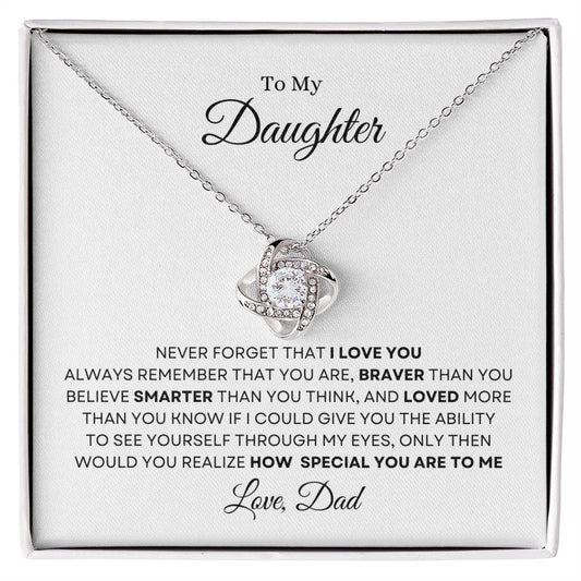 To My Daughter Love Knot Necklace