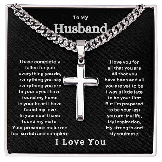 To My Husband Cuban Link with Cross