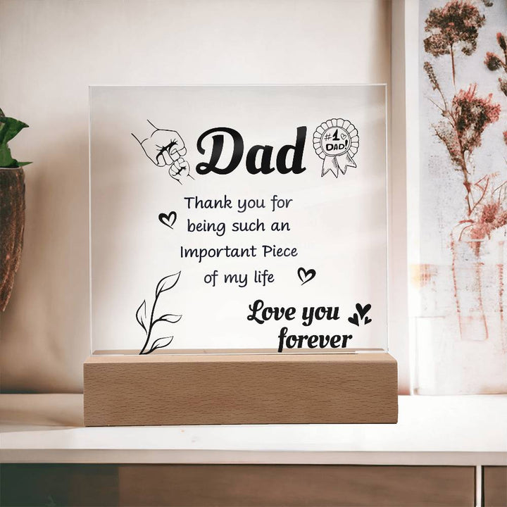 Targa In Legno Personalizzata 'Thank You Important Piece Of My Life' - Regalo Per La Festa Del Papà