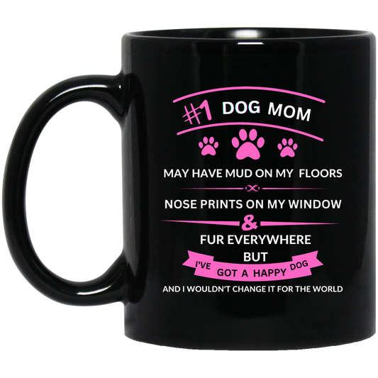 Dog Mom Black Mug