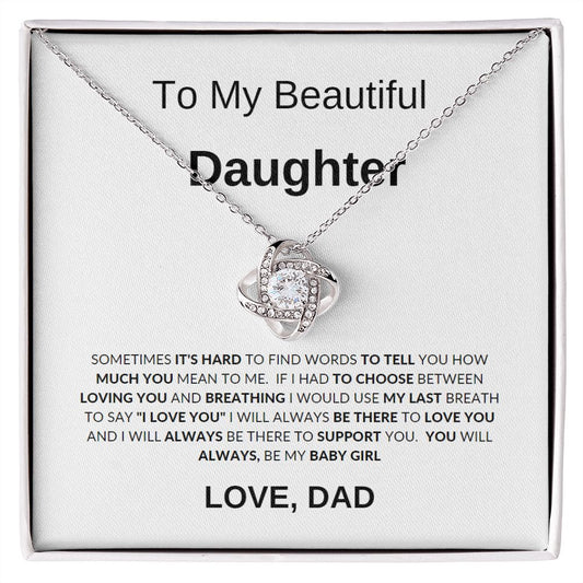 To My Beautiful Daughter Love Knot Necklace